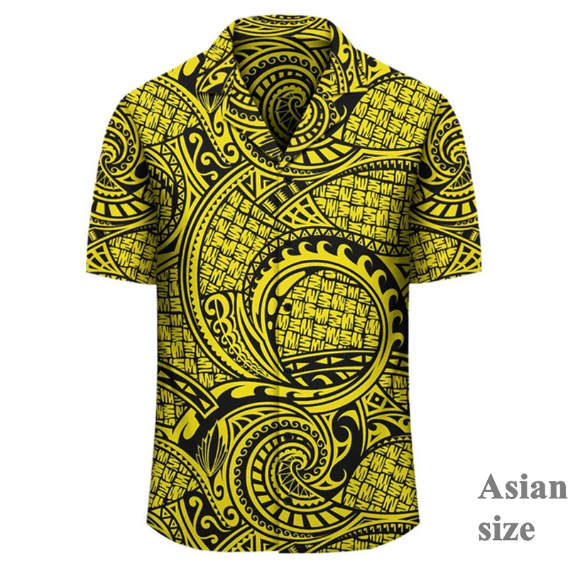 Maori Tribal 3D Printed Shirts For Men Women Polynesian Tattoo Pattern Hawaiian Short Sleeve Shirts Casual Button  Lapel Shirts