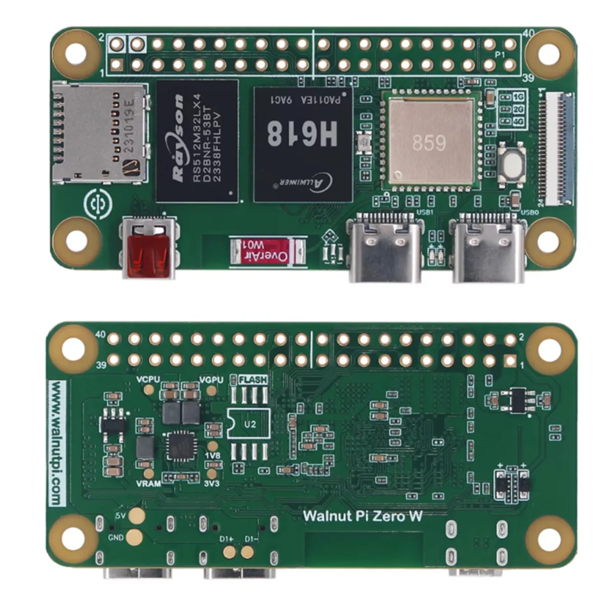 Placa de desenvolvimento de mini PC GFR5-For Walnut Pi ZeroW 2GB