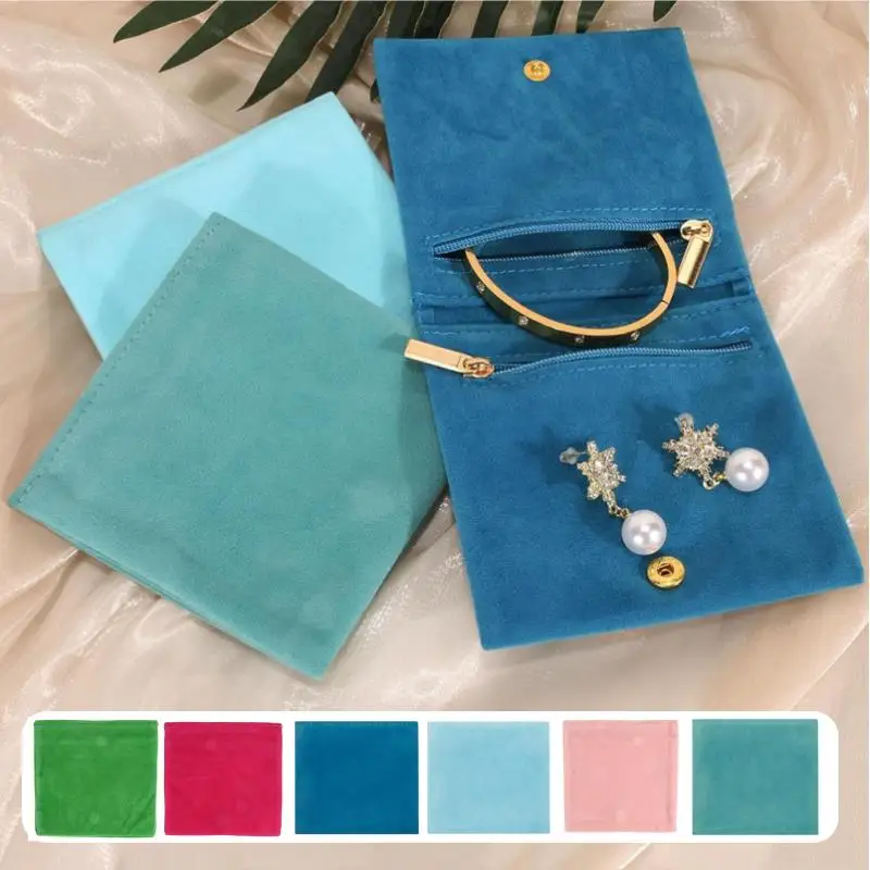 

1pc Jewelery Pouch Packaging Bag Soft Velvet Gift Bracelet Necklace Earrings Rings Storage Button Velvet Bag Jewelry Organizer
