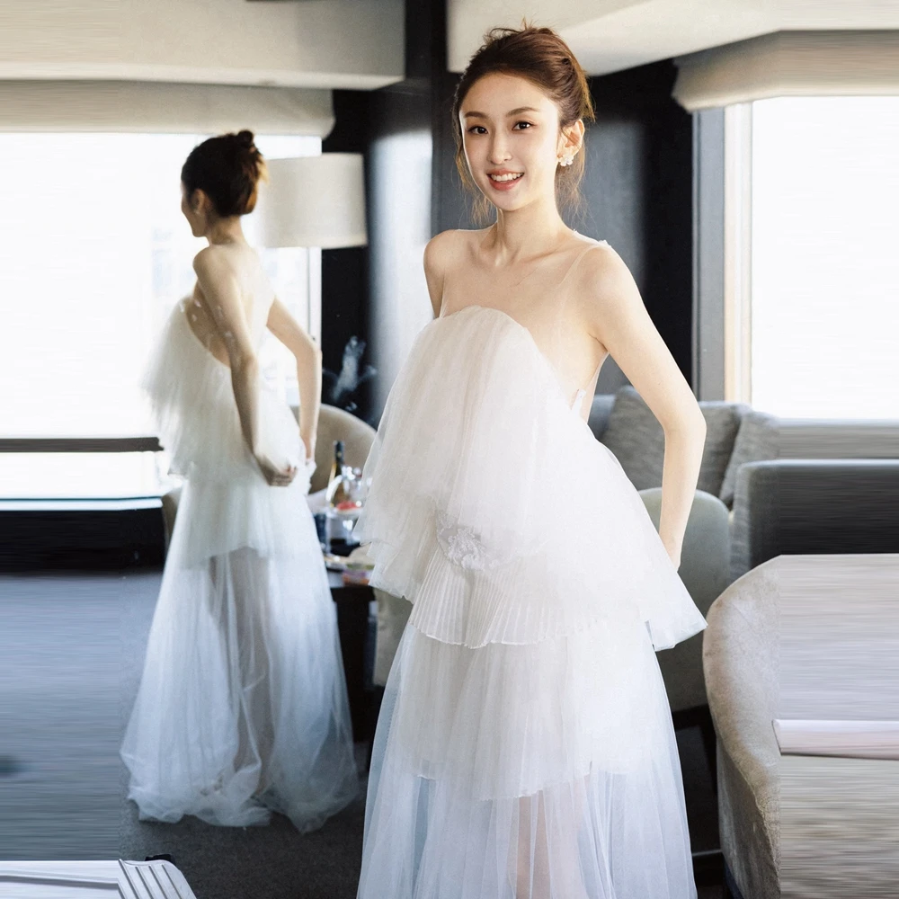 Robe de soirée longue en tulle bouffant à motifs floraux, sexy, dos nu, avec appliques florales, cou