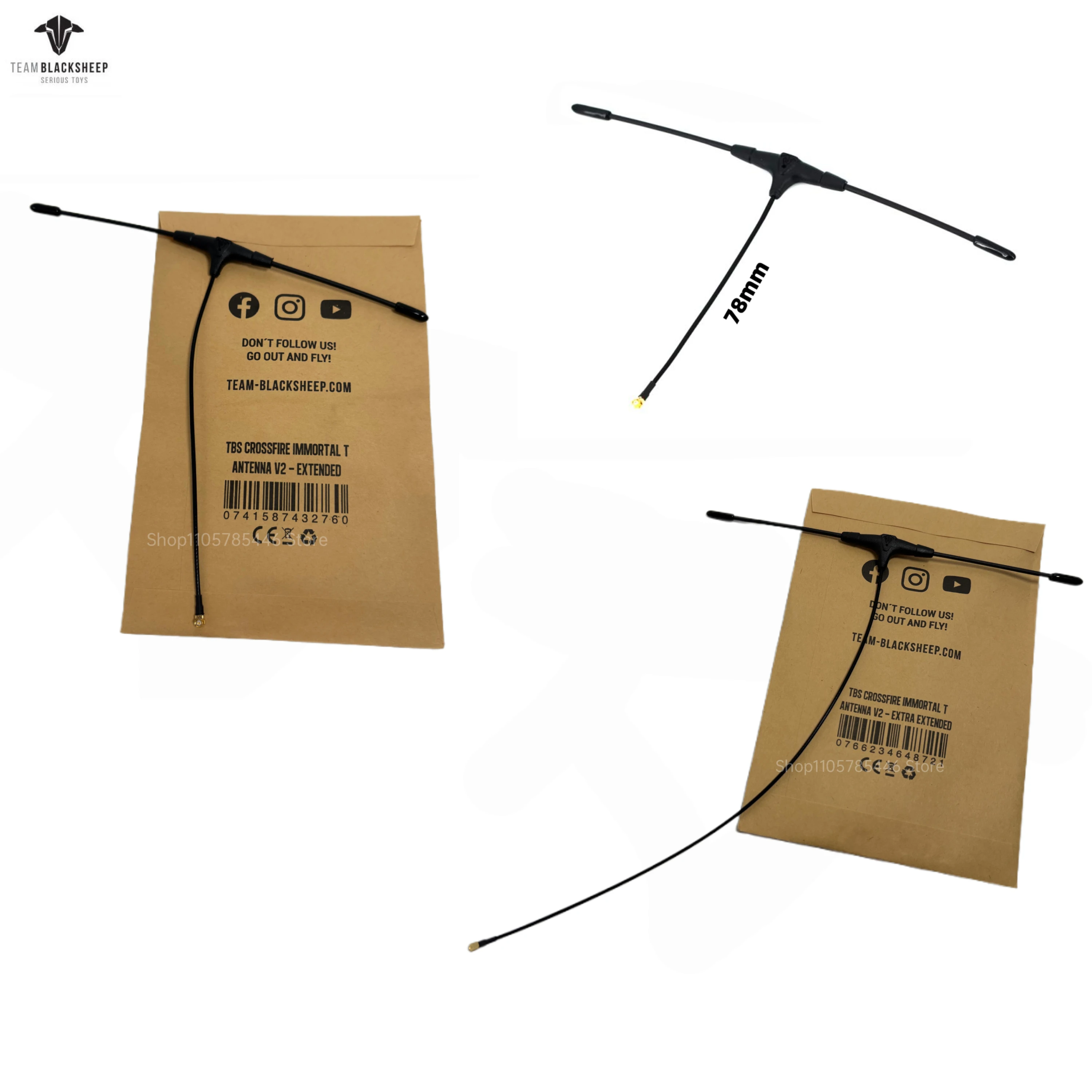 Original TBS Crossfire Immortal T Antenna V2 78mm 120mm 220mm Extended Cable Polarization Linear Perfect For FPV Long Range