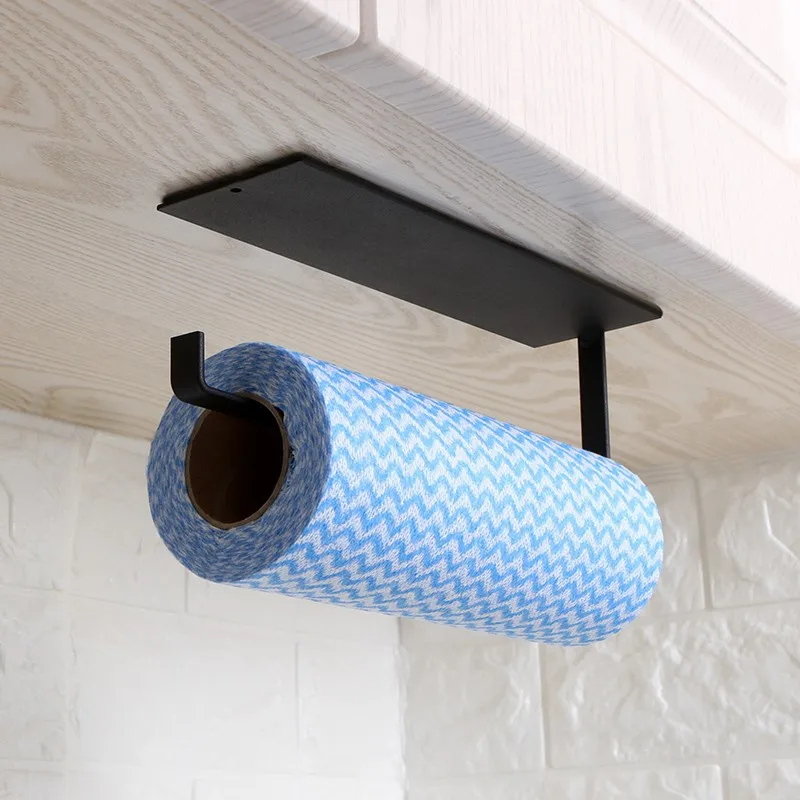 Non Perforated Paper Towel Hanger Roll Paper Holder Fresh Film Storage Rack Wall Hanging Shelf Kitchen Accessories