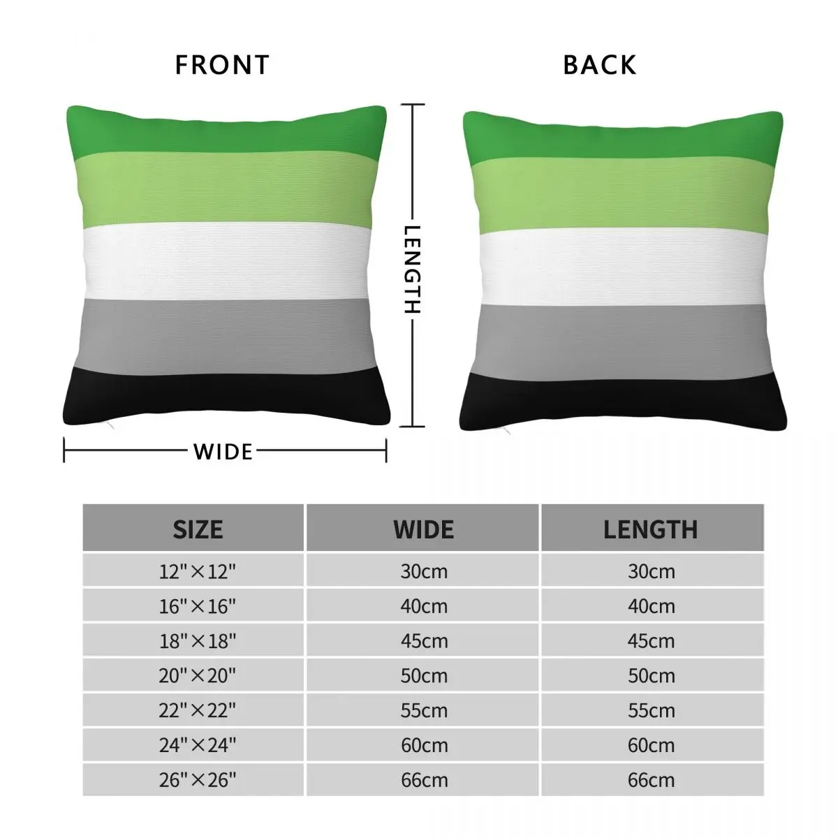 Aromantic Flag LGBT Square Pillowcase Polyester Linen Velvet Printed Zip Decor Home Cushion Cover