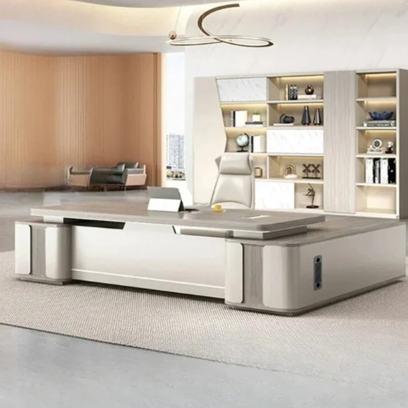 

Waterproof Cabinet Office Desk Luxury Studio Executive Storage Computer Desks Small White Wooden Escritorio Oficina Furniture