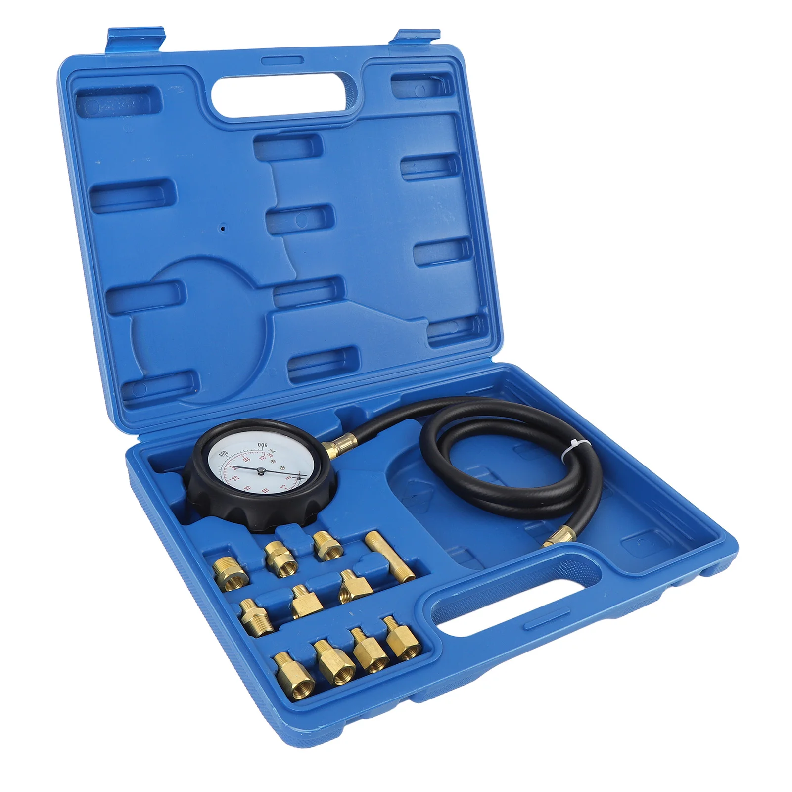 12Pcs Engine Oil Pressure Gauge 0-500psi Transmission Fluid Tester Tool Automatic Gearbox Pressure Meter with Hose and Adapters