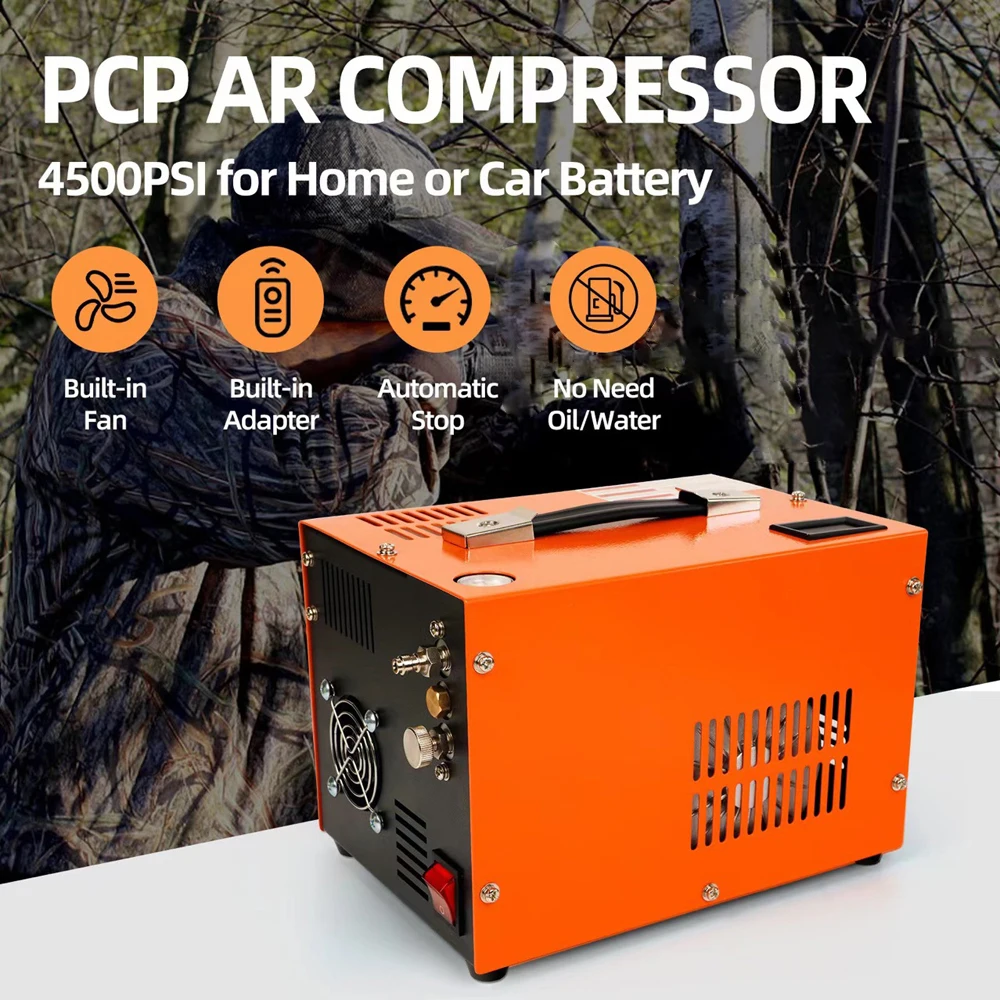 4500PSI High Pressure Air Compressor with Cooling Fan Portable Air Compressor Pump Outdoor LED Display Car Tire Inflator Pump