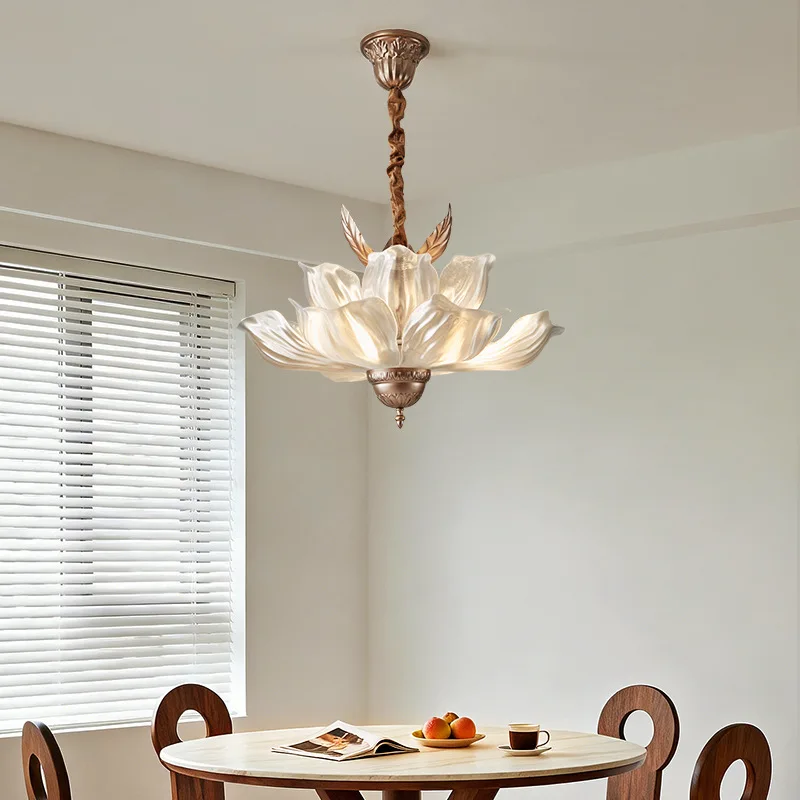 Acrylic Petal Pendant Light Retro Japanese Style Creative Romantic Restaurant Lights Antique Simple Pendant Lamp for Living Room