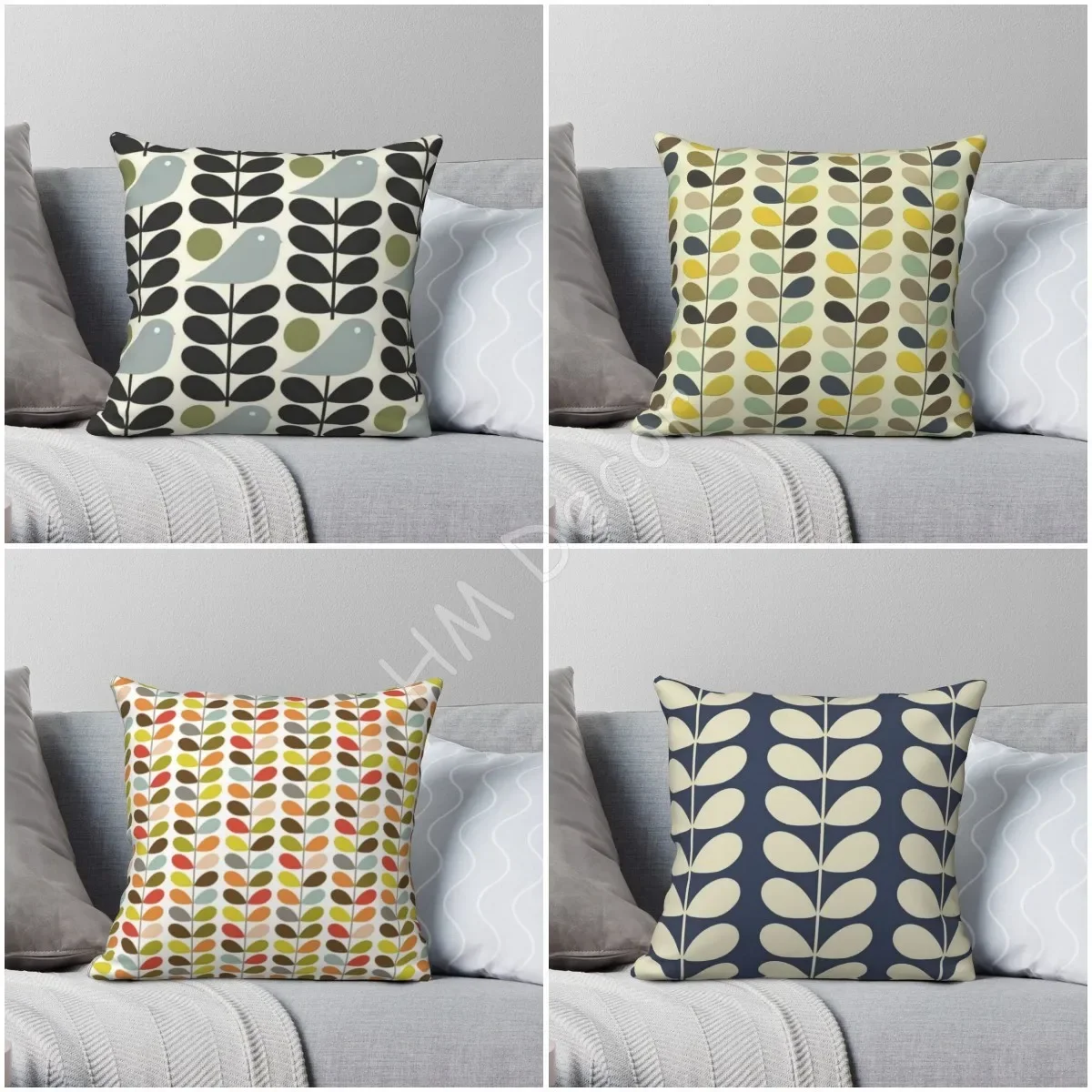 Orla Kiely Floral Square Pillowcase Cotton Linen Velvet Pattern Zip Decor Pillow Case Home Cushion Cover 18x18 Inches