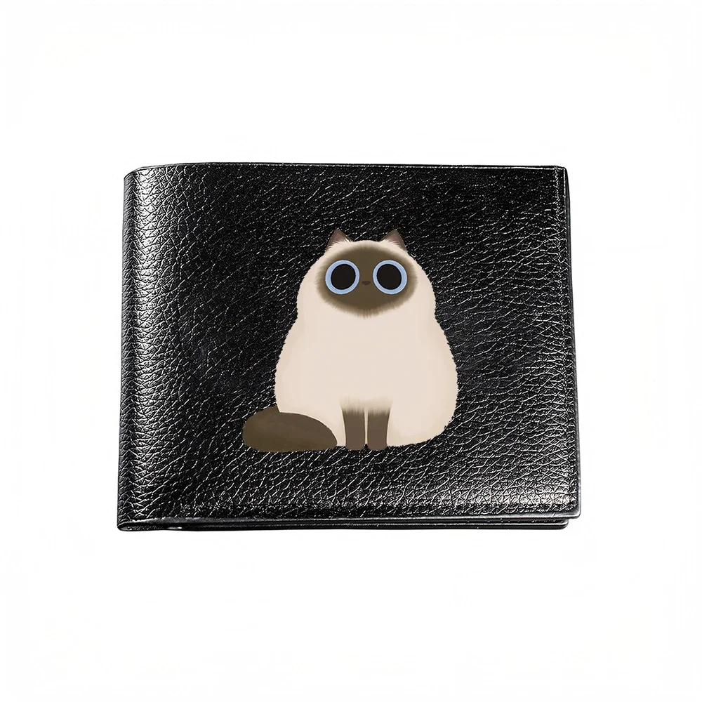Cute Siamese Cat Design Men's Wallet Card Holder Casual Business Fashion Print Style