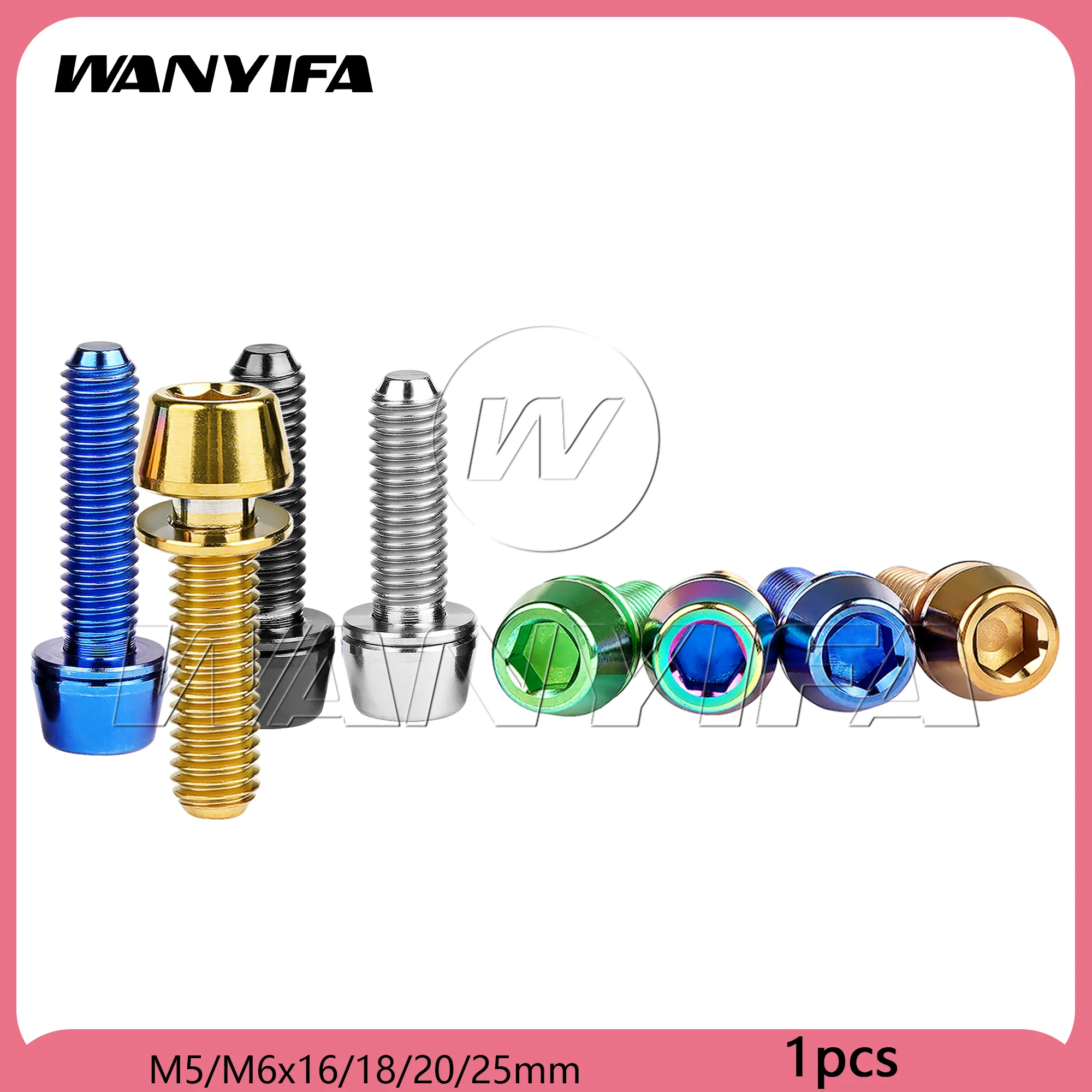 

Wanyifa Titanium Bolts M5M6x16/18/20/25mm Cone Head with Gasket Washer Bicycle Stem Screws