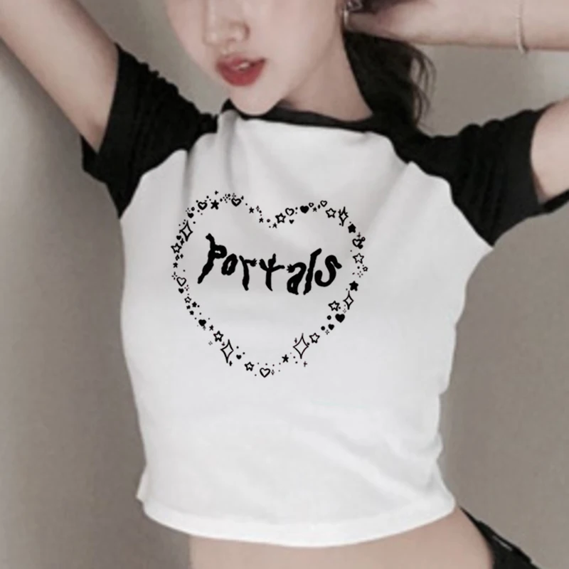 I Love Melanie Martinez K-12 Cartoon Aesthetics Tee Woman's Crop T-Shirt Girls Fashion O-Neck Short Sleeves Y2K Top Shirts