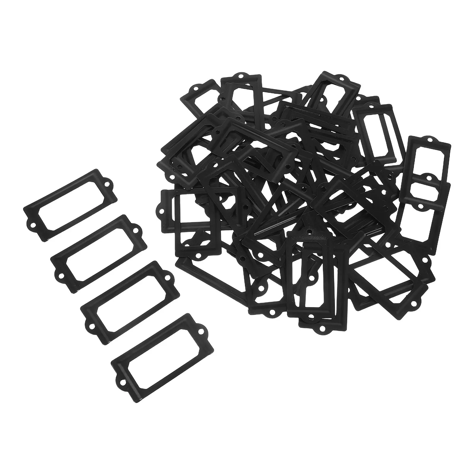 50 Sets Library Drawer Label Holder Iron Card Frame Library Tags File Drawer Label Frames Holder with Screw for Cabinet Storage