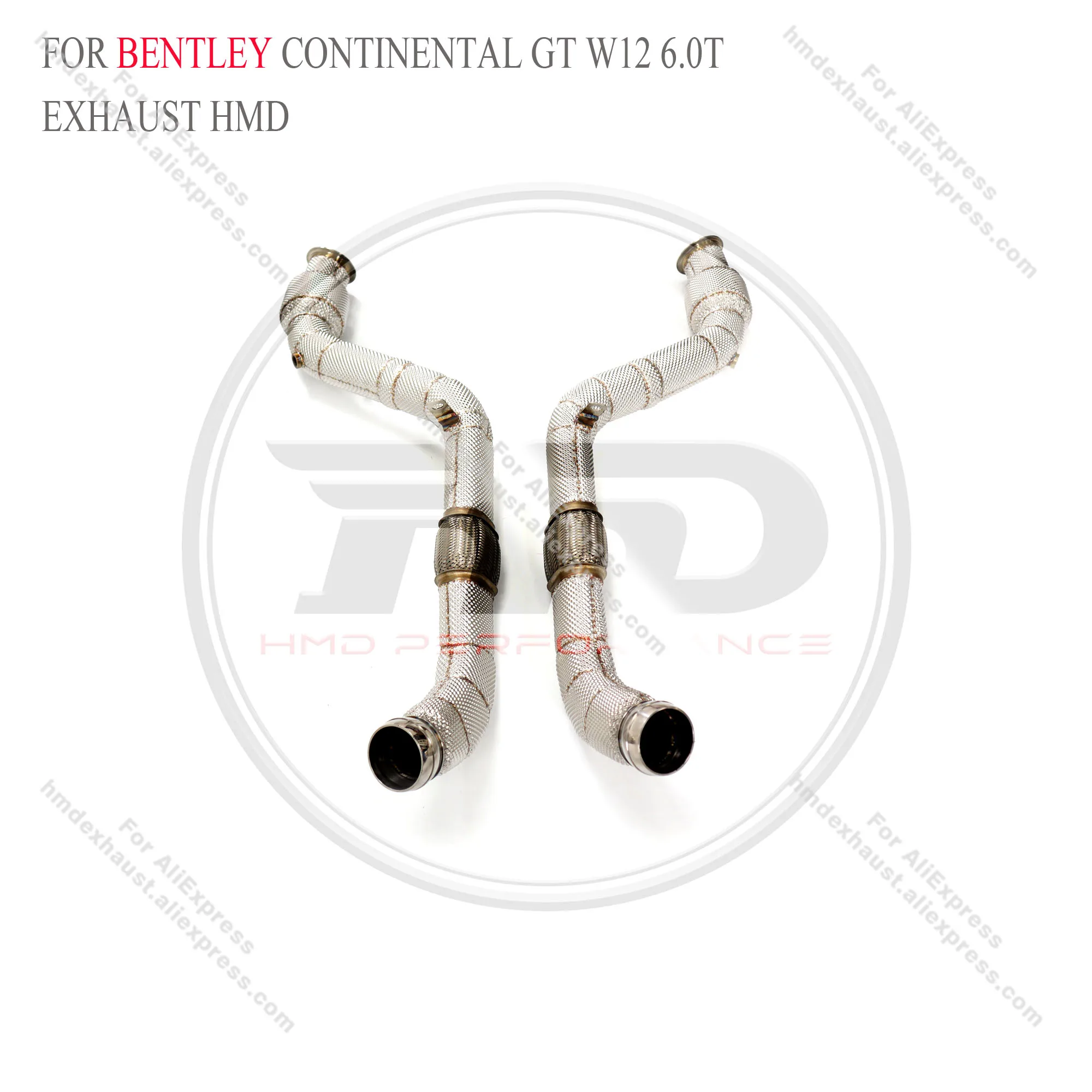 HMD Stainless Steel Exhaust System Performance downpipe for Bentley Continental GT W12 6.0T with Heat shield Middle Pipe