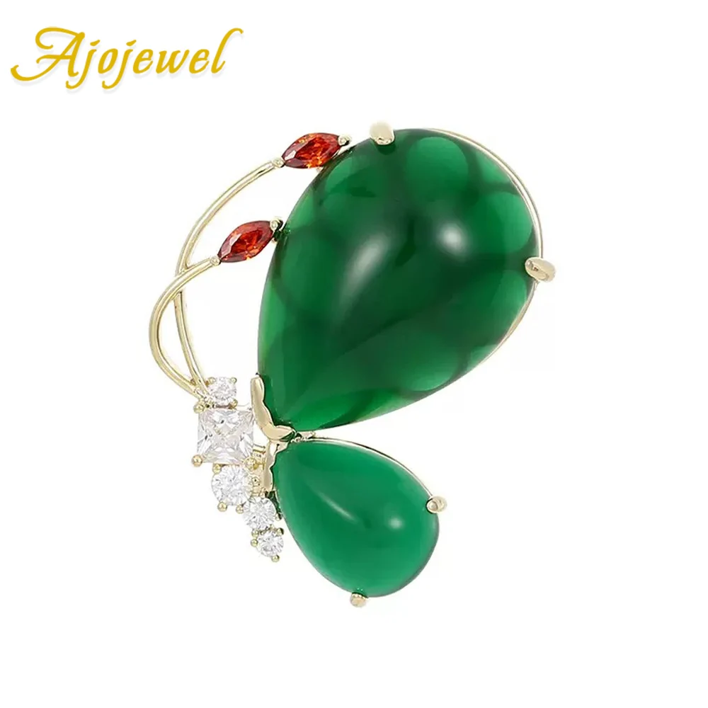 

Ajojewel Green Stone Flying Butterfly Brooch For Women Gorgeous Vintage Style Crystal Insect Jewelry For Clothes Fashion Gift