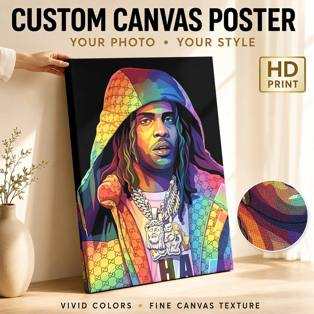 Colorful Portrait of a Chief Keef Rapper Canvas Poster Custom Photo Retro Music Wall Art for Bedroom Decor Gift for Collectors