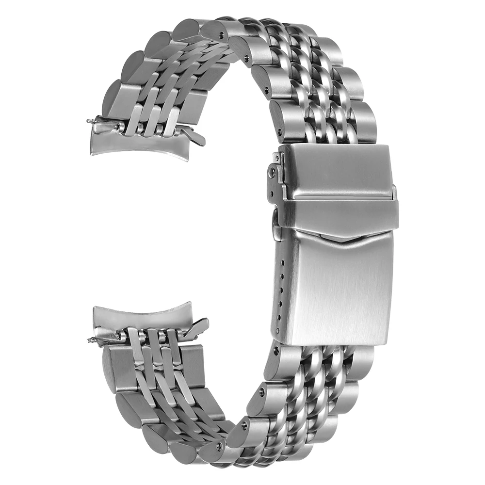20/22mm Edelstahl-Armband mit Geraden/Gebogenen Enden Uhrenarmband Schraubverschluss Metall-Uhrenband für Seiko für Jubilee SKX007/009