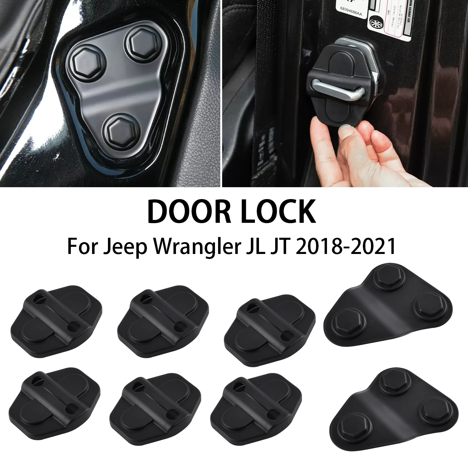 8pcs/set Car Door Lock Cover Screw Protector Trim Auto Interior Accessories For Jeep Wrangler JL JT Willys 2018-2021