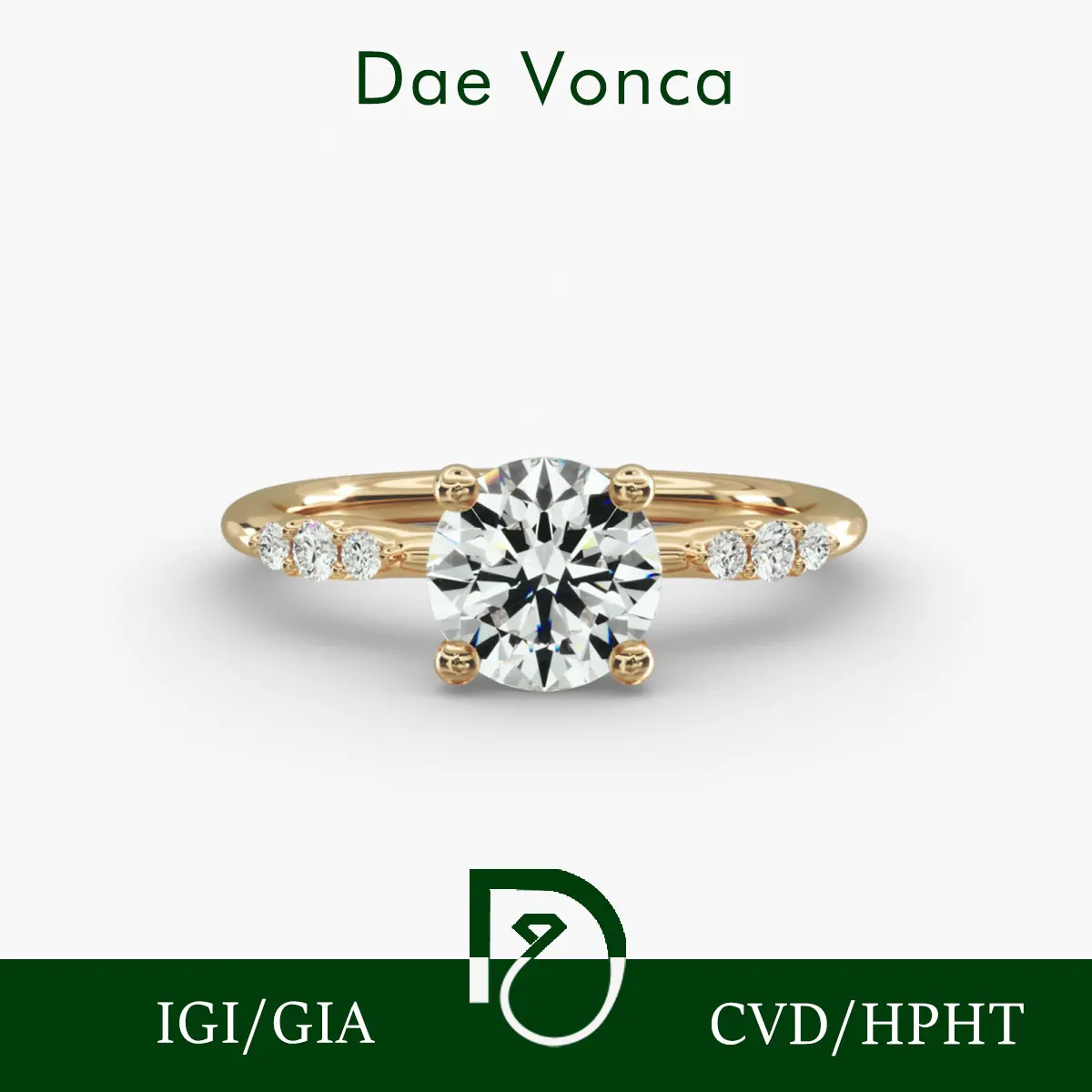 0.5-3.0ct Genuine Diamond Ring 9K/14K/18K Yellow Gold Brilliant Round Cut Lab Grown Diamond IGI Certified For Engagement