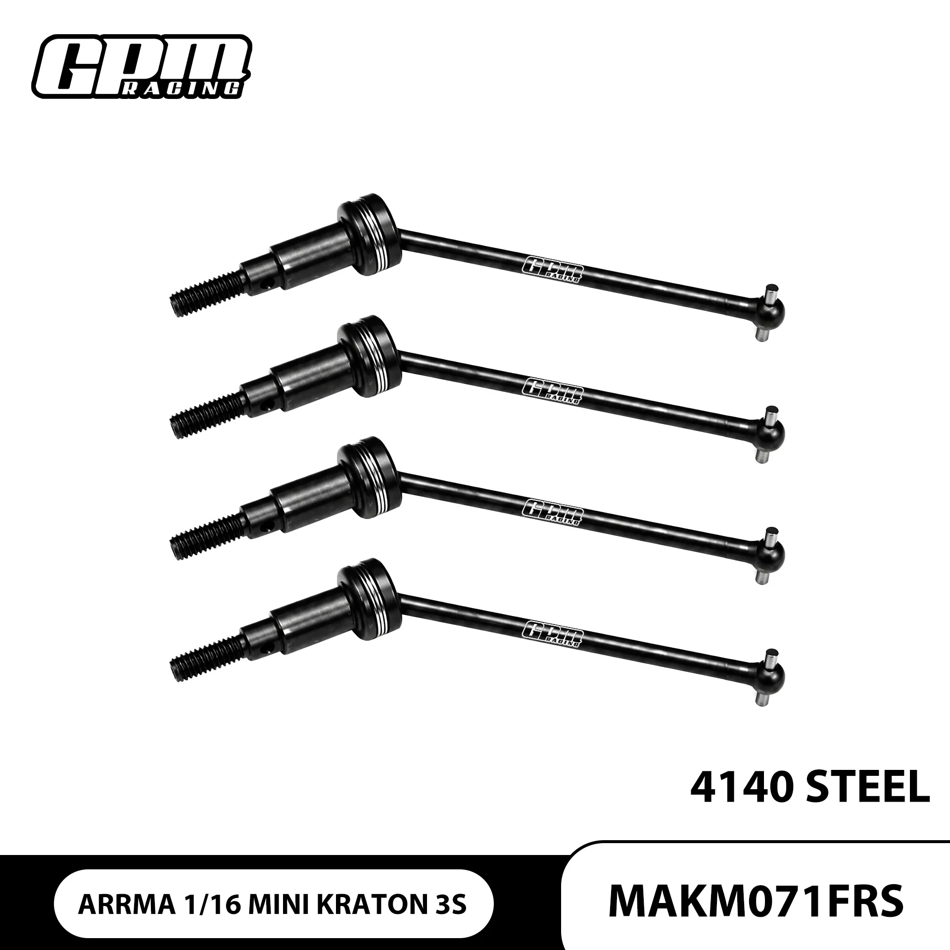 GPM 4140 Steel Front And Rear CVD Drive Shafts 71mm For Arrma 1/16 Mini Kraton 3S ARA-2668