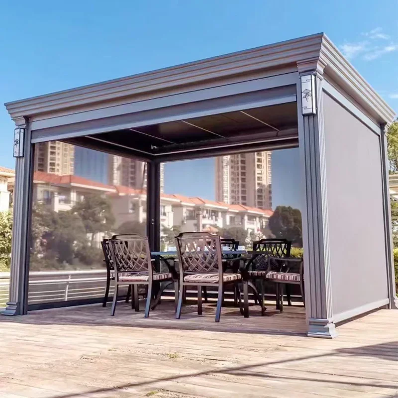 Picture 3: Any Size Custom Bioclimatic Louvered Glass Pavilion Waterproof Corrosion Resist Aluminum Frame Multiscene Villa Park Combo Shed