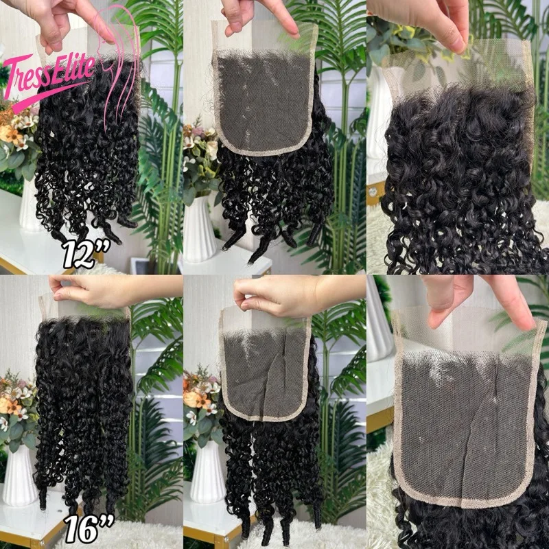 جودة عالية 5x5 الدانتيل إغلاق عابث مجعد Hairbud اللون الطبيعي رقيق الشعر البشري كتلة البرازيلي عذراء ريمي كامل اليد النسيج