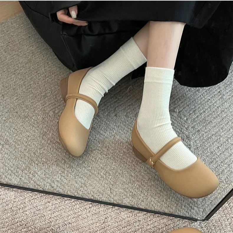 2024 New Women Flats Fashion Round Toe Shallow Mary Jane Shoes Soft Casual Ballet Shoes Low Heel Single Shoes Zapatos De Mujer