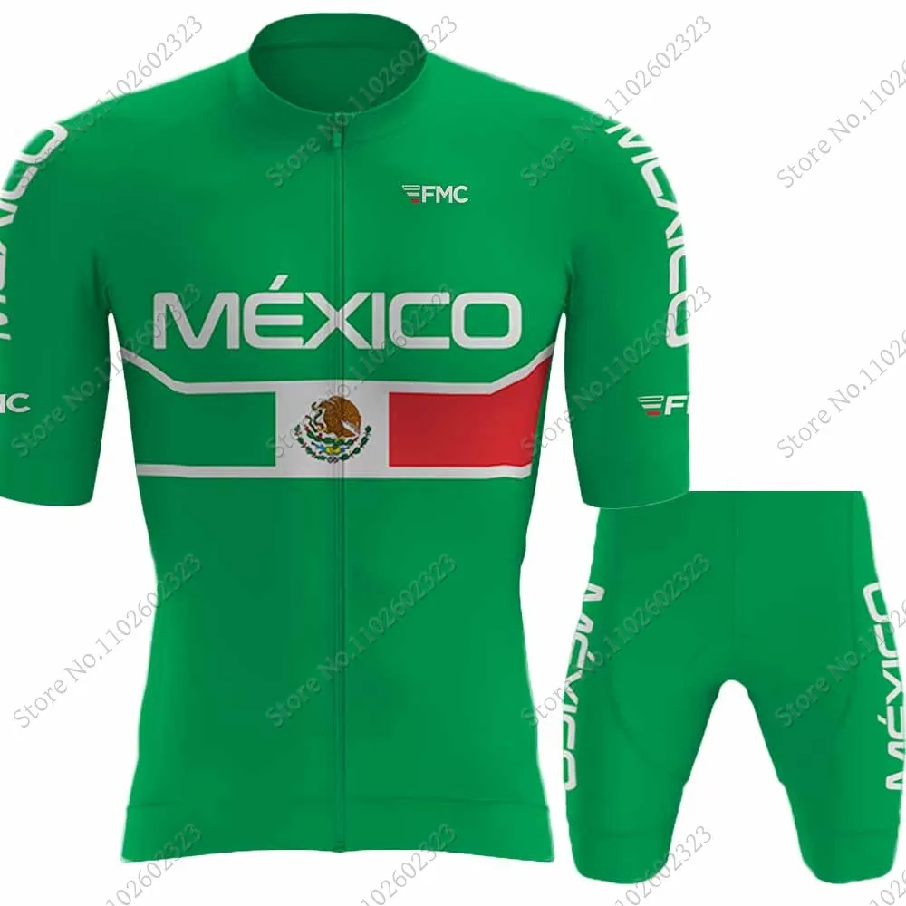 Mexico National Team Cycling Jersey 2024 Set Cycling Clothing Men Road Bike Shirt Suit Summer Bicycle Bib Shorts MTB