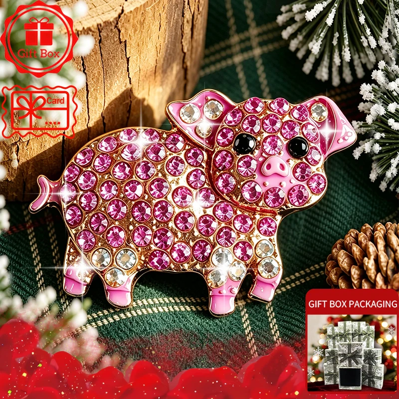 Small Pig Brooch with Gift Box, 2026 New Style, Elegant and Fashionable. Wearing at Daily and Holidays. Good Gift Choices.