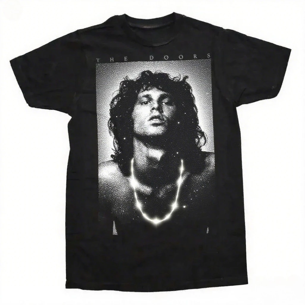 

Rock Band Retro T-Shirt Jim Morrison Jim Morrison The Doors Gate Print Classic Summer High Quality Cotton Short Sleeve T-Shirt
