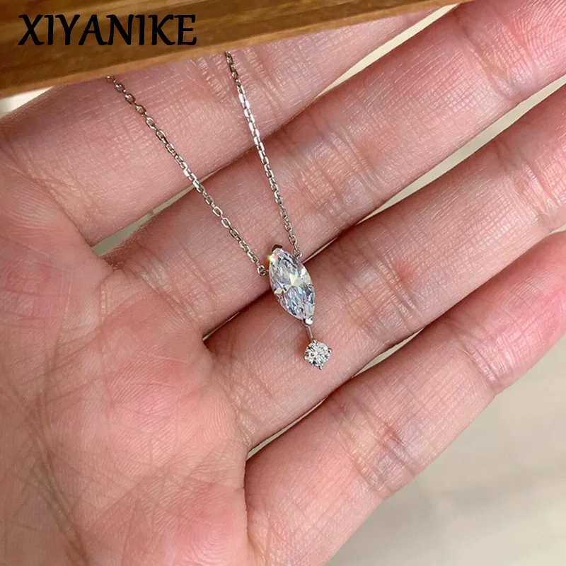 

XIYANIKE Water Droplet Zircon Pendant Necklaces For Women Fashion New Clavicle Chain Anniversary Jewelry Gift Party Wedding