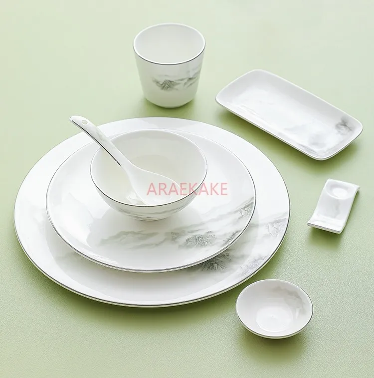 

Hotel tableware set, landscape dishes, high-end light luxury ceramics, Chinese style