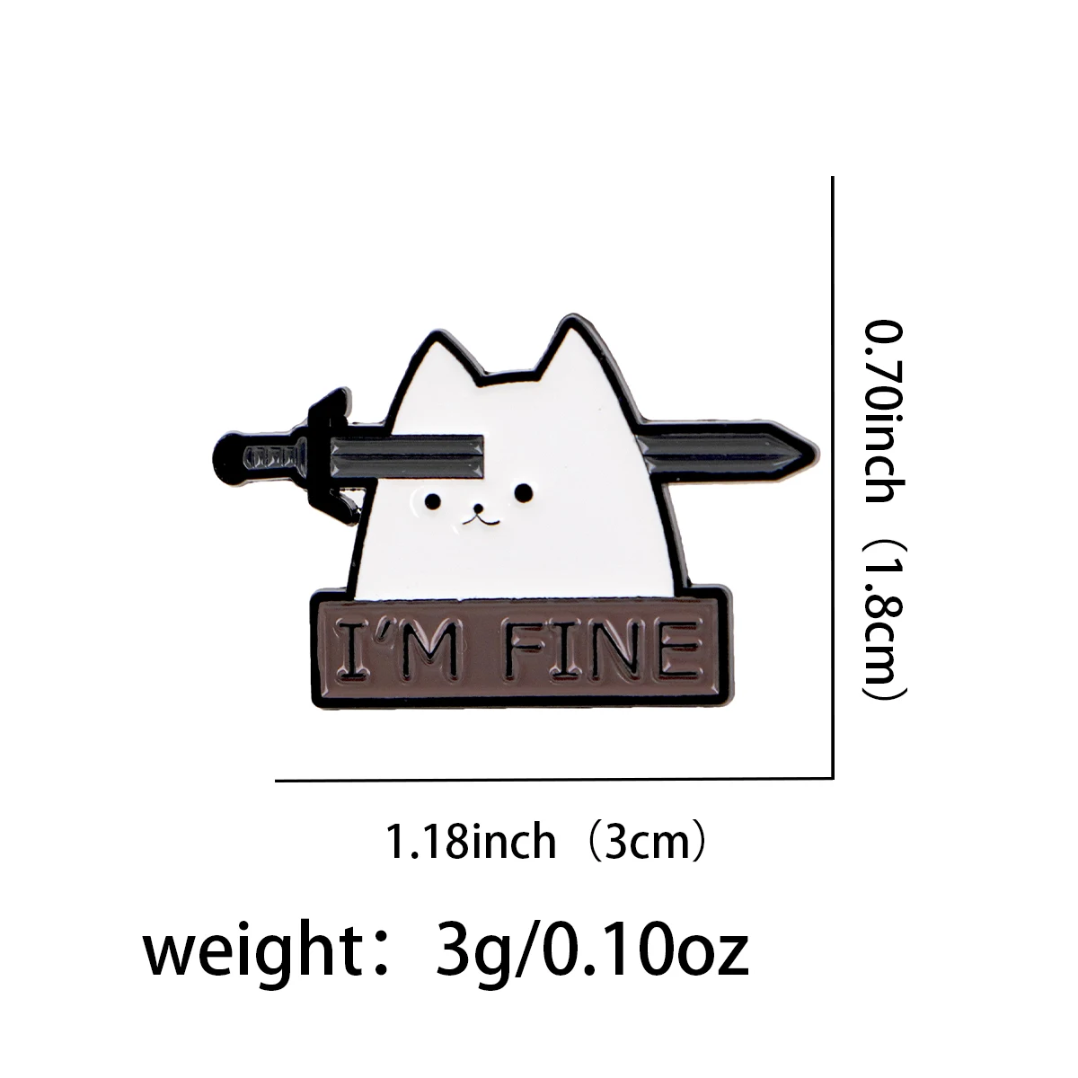 Cute Cat Enamel Brooch Funny Quotes Lapel Pin I'M FINE Badge on Backpack Clothing Hat Jewelry Cosplay Accessories Party Gift