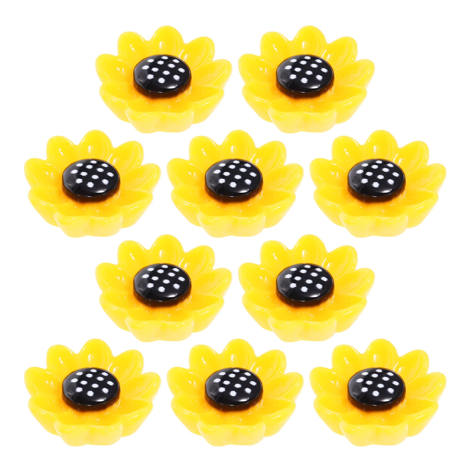 

10Pcs Sunflower Magnetic Sticker Refrigerator Yellow Black Small Size Resin Home Kitchen Metal Surface Decoration