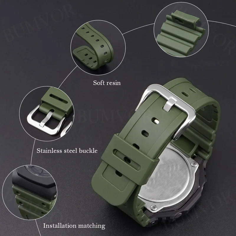 Pulseira de silicone para Casio, Pulseira, G-Shock, GW-5000,GLS-5600,GW-M5610,G-5600,GW-B5600,GLX-5600,GB-5600,GW-6900,, 16mm