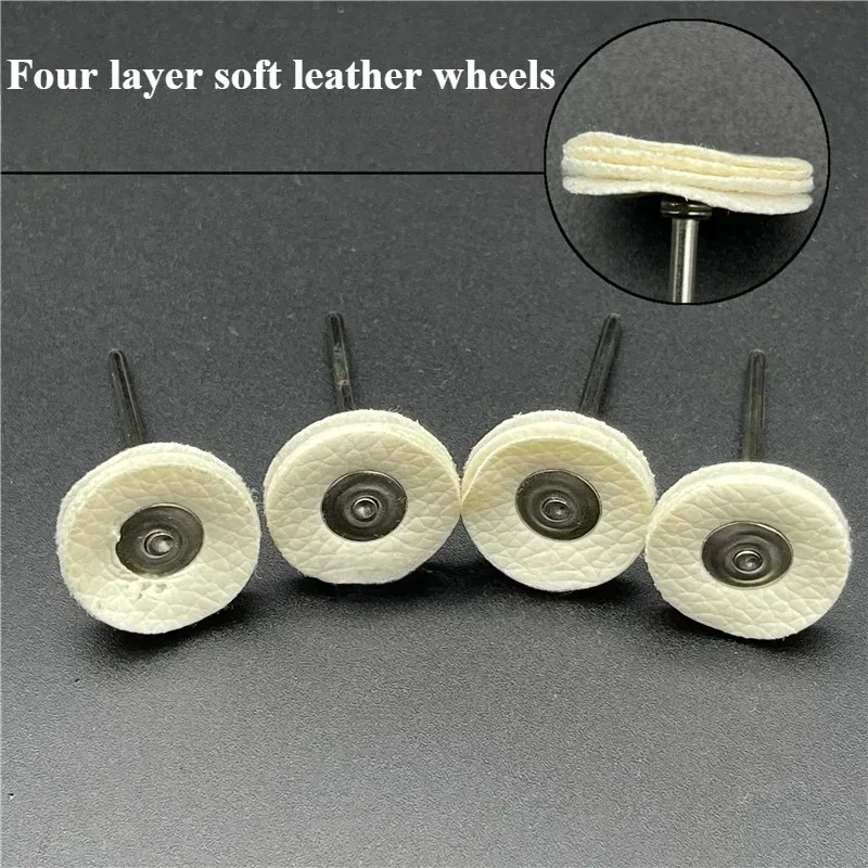 5pcs T-Shape 2.35mm Shank Jewely Polish Leather Wheel Fine Polish Leather Wheel  Electric Rotary Tool Accessory