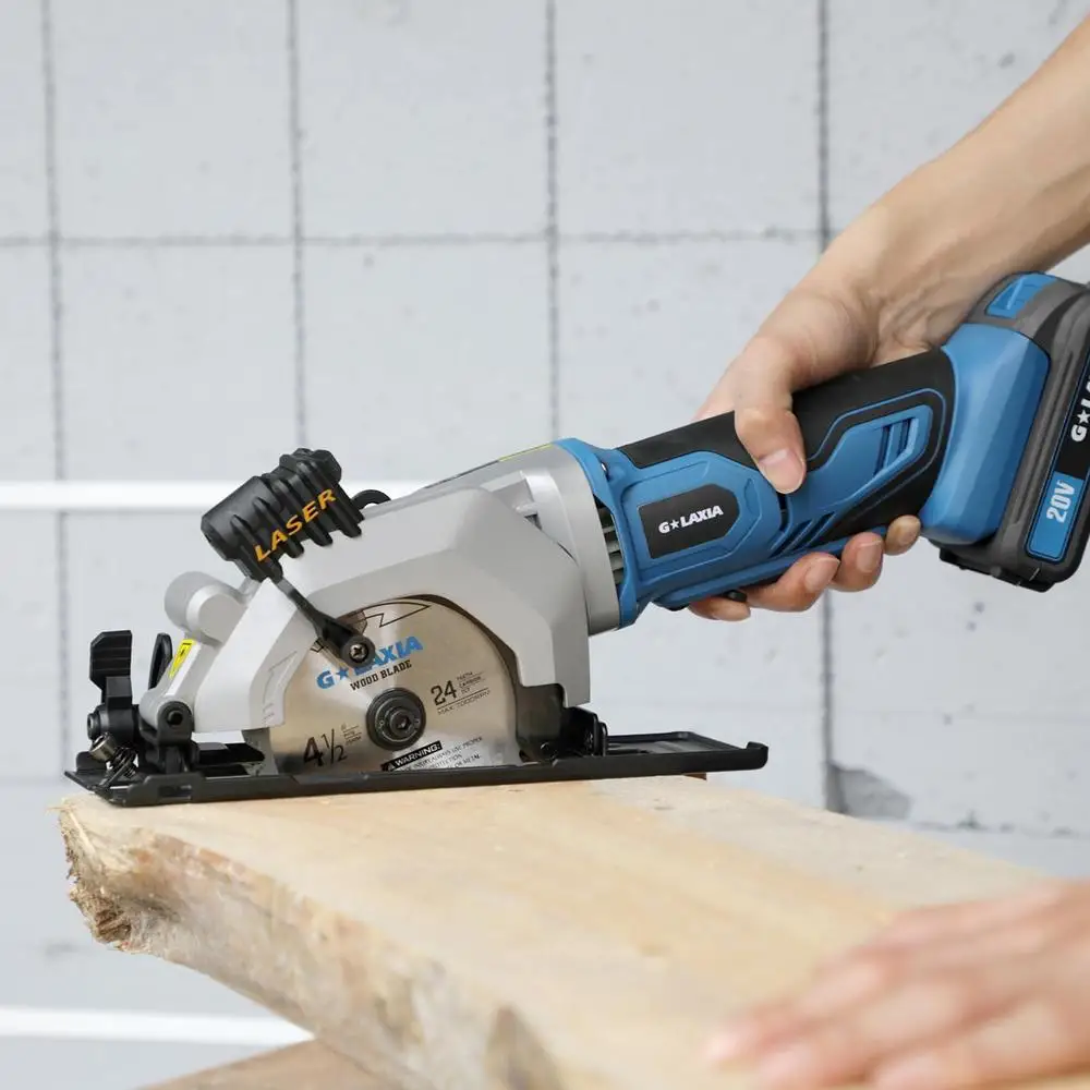Cordless Mini Circular Saw 4-1/2" with Laser Guide 3400RPM Compact Handheld