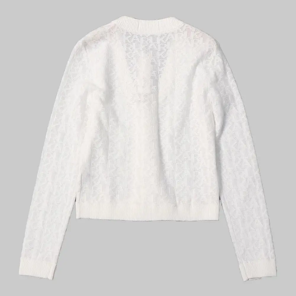 

Faionable Knitted Letter Cardigan Women's Sle American Series Straight Tube Long Sve V-Ne Regular Length Open Cardigan