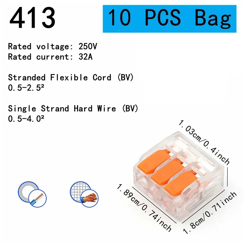 Schnellverbinder, DIY-Kabelstecker (28–12 AWG), 2/3/4/5 Anschlüsse, steckbarer elektrischer Anschlussklemme, Mini-Kabelklemme