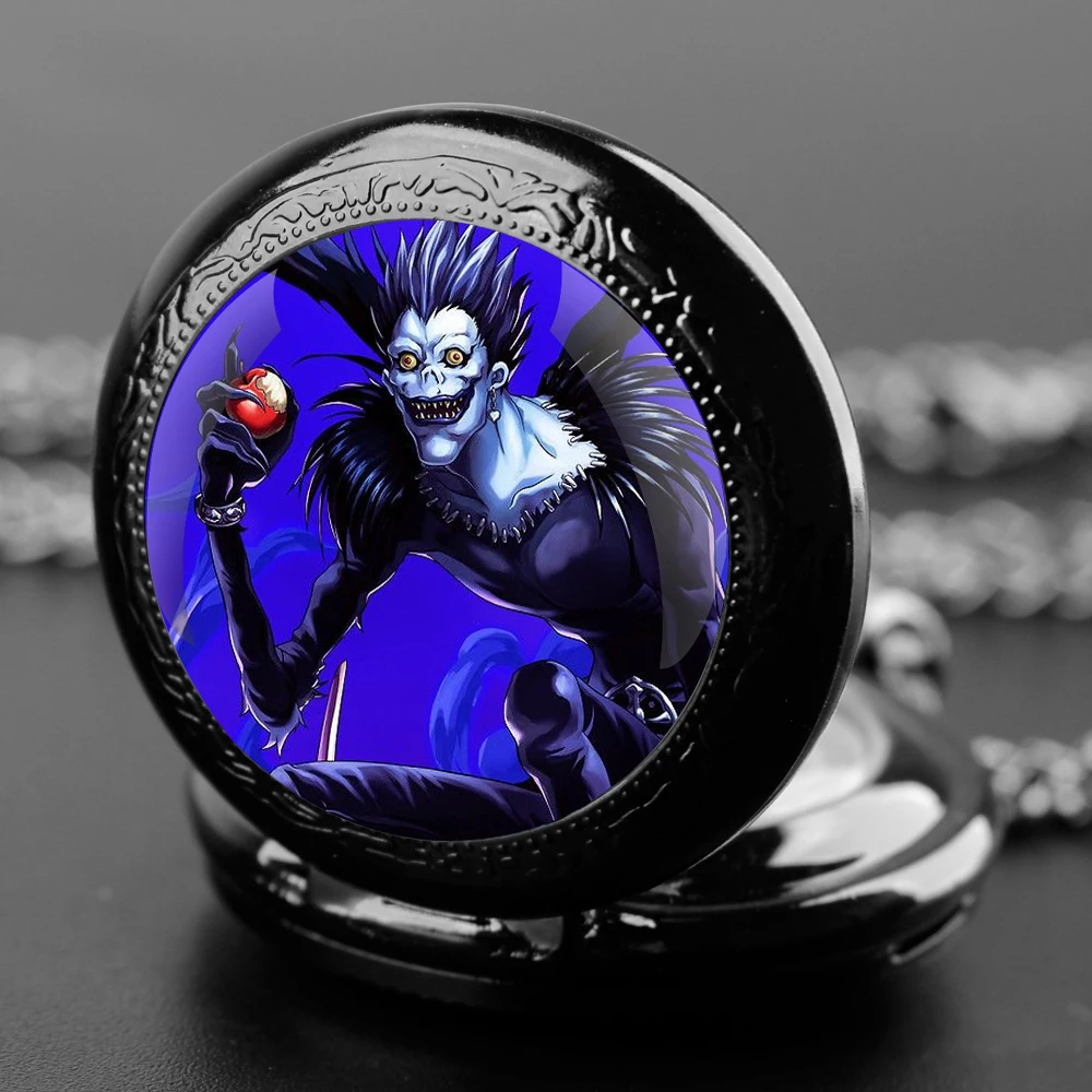 Anime Death Note Figure Ryuk Ryuuku Rem Fashion Arabic Numerals Quartz Pocket Watch Necklace Pendant Chain Mens Women Gift