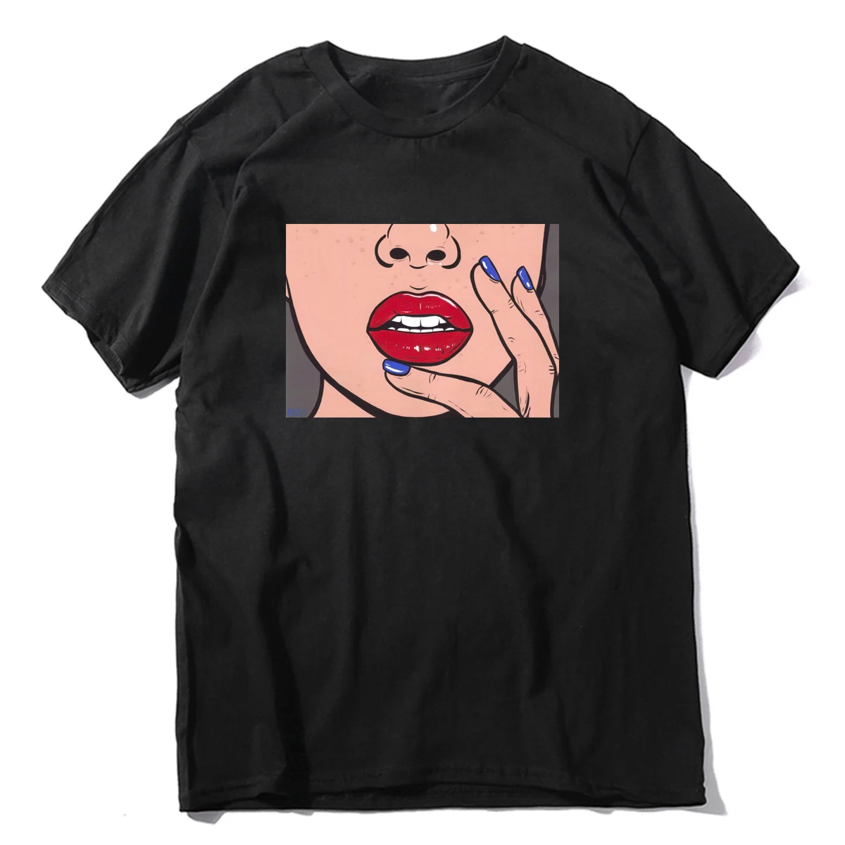 Camiseta de chica cómica con labios rojos, ropa estética funnys, camisetas bonitas para hombre