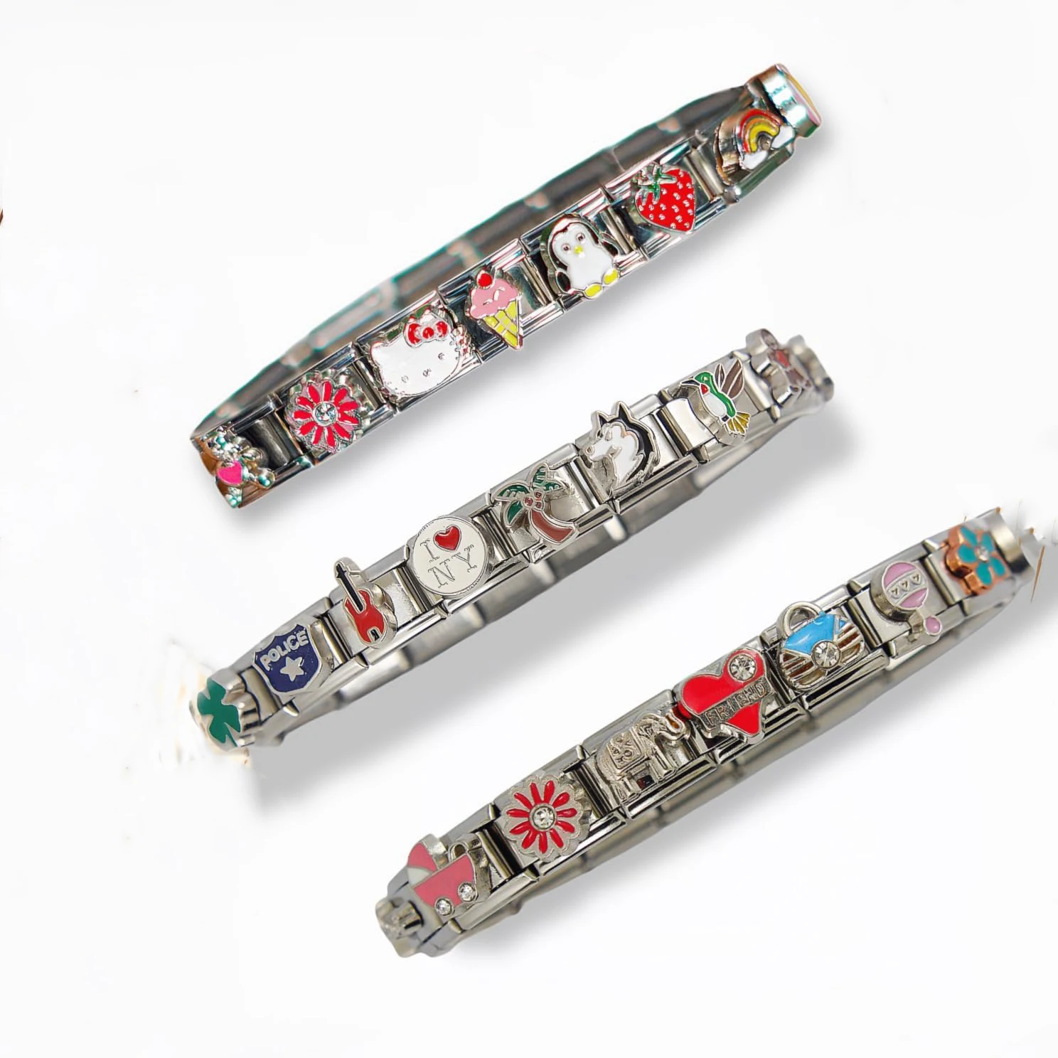 18pcs mix style Fashion Creative Module Bracelet  Cartoon Charm Italian Links Fit 9mm Bracelet Making DIY Jewelry Gift