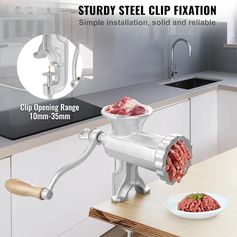 Meat Grinder, Cast Iron Heavy Duty Sausage Maker and Manual Meat Mincer Make Homemade Burger Patties, Ground Beef and More