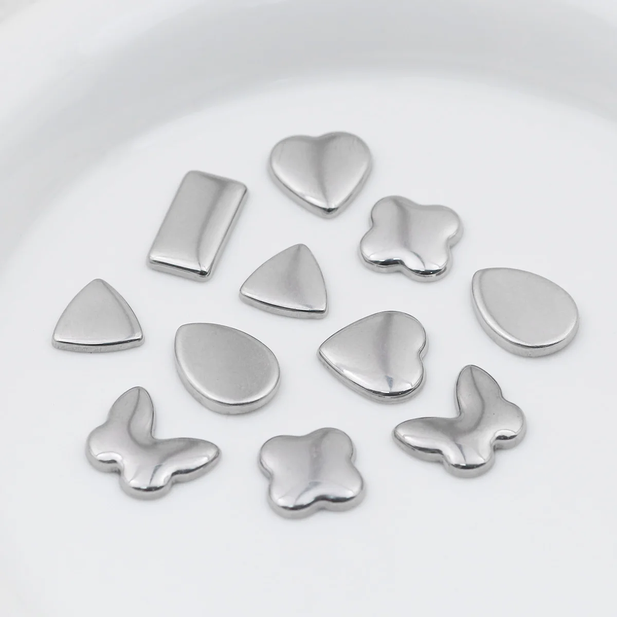 

Multi-size stainless steel stamped cups in various shapes and styles handmade DIY jewelry making bracelets necklaces accessories