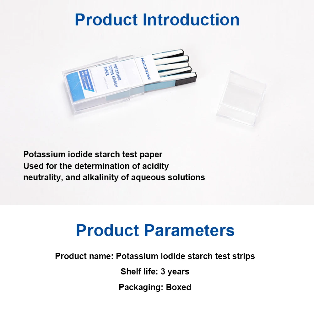 Potassium Iodide Starch Test Paper 100 Strips/Box High Sensitivity Rapid Detection Oxidizing Agent pH Neutrality Testing Strips