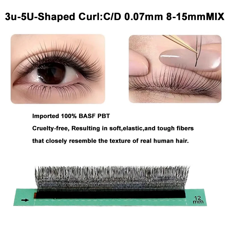 MIOFIA U-شكل ثلاثية الأبعاد 4D 5D الرموش ملحقات 8-15 مللي متر الطبيعية لينة U جلدة قسط المنك البرازيلي Cilios المنك الرموش الصناعية