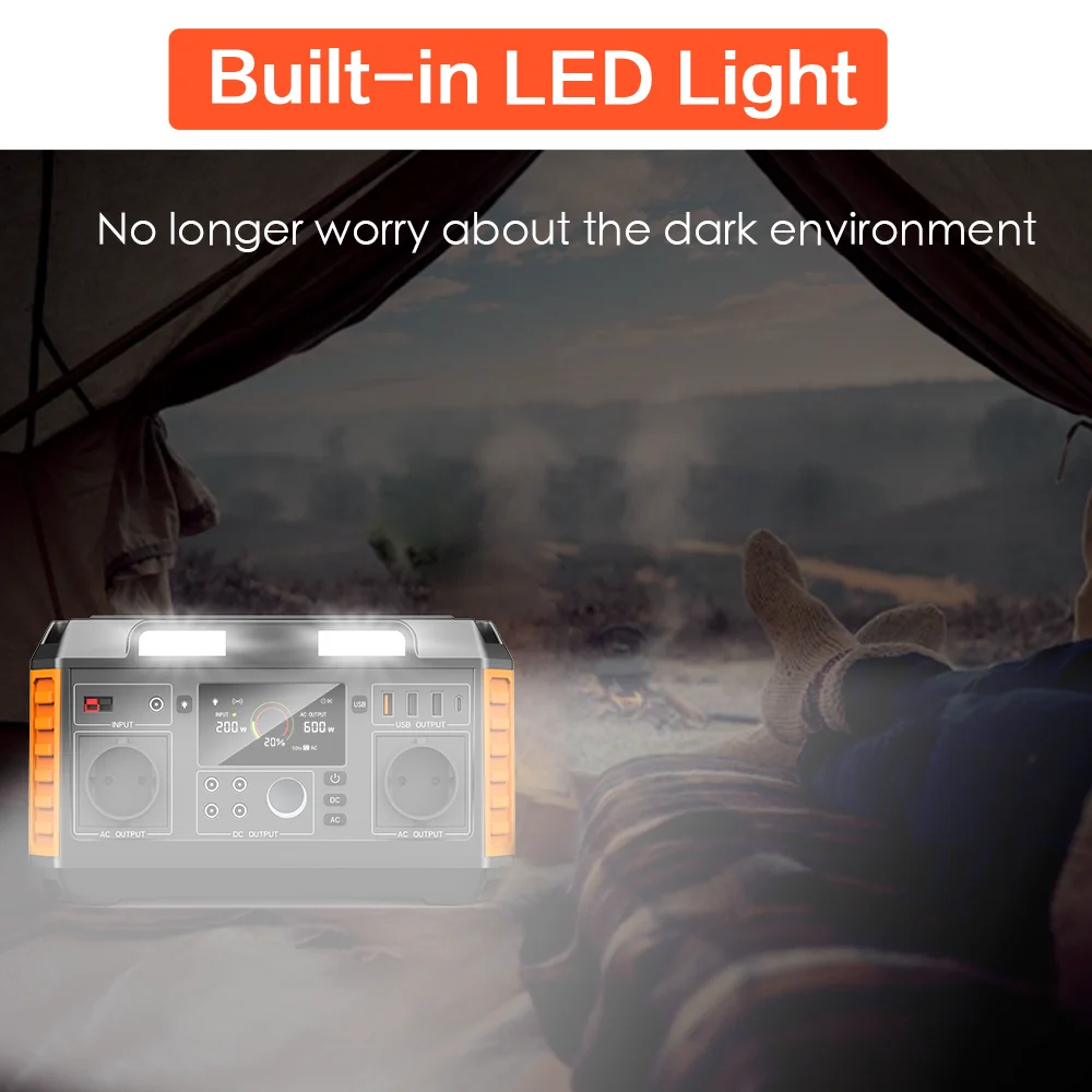 IHOPLIX-600W Gerador Portátil, 520Wh, 140400mAh, Power Station, Fonte de Alimentação de Emergência, Onda Senoidal Pura com Inversor DC / AC