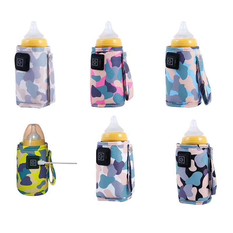 Universele Usb Melk Water Warmer Reizen Kinderwagen Geïsoleerde Tas Draagbare Verpleegfles Kachel Camouflage-Zwart