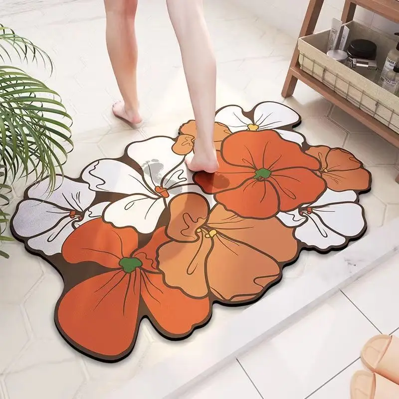 Non-Slip Absorvente Diatomaceous Bathroom Mats, Assoalho Absorvente De Água, Tapete de banho, Banheira de chuveiro, Tapete de porta seca rápida,