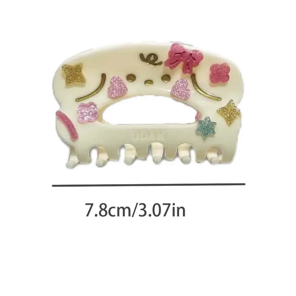 Korean Cartoon Acrylic Cat Dog Hair Claw Star Bowknot Shark Clip Mid Size Shiny Half-moon Hollow Hair Clips Headwear