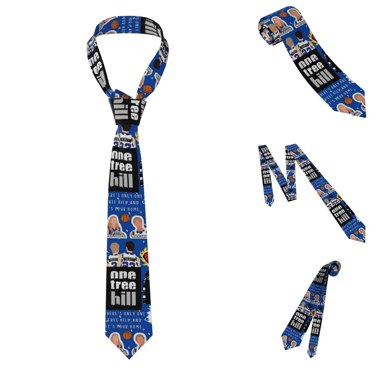 One Tree Hill Collage Vintage TV-Inspired Fan Art Design Necktie for Men Silk Polyester 8 cm Neck Ties Party Business Tie